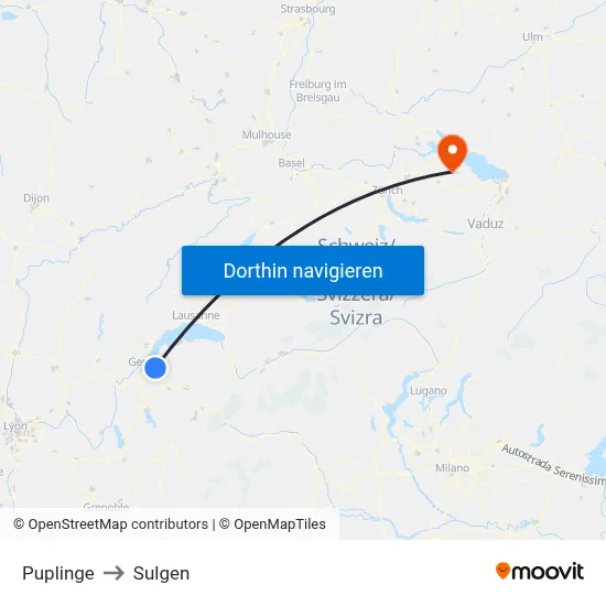 Puplinge to Sulgen map
