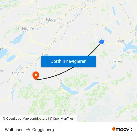 Wolhusen to Guggisberg map