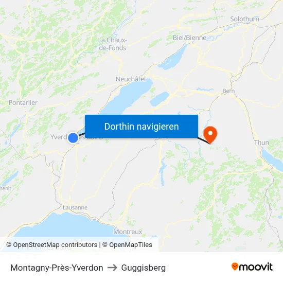 Montagny-Près-Yverdon to Guggisberg map