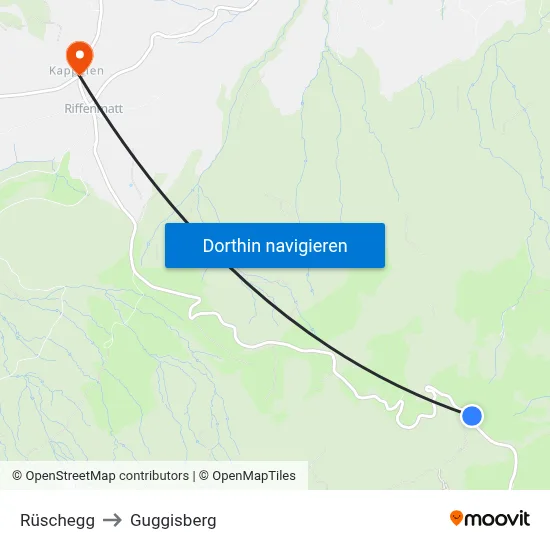Rüschegg to Guggisberg map