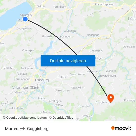 Murten to Guggisberg map