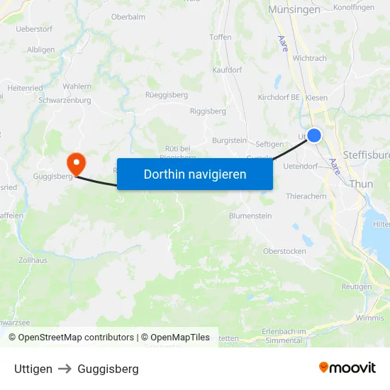 Uttigen to Guggisberg map