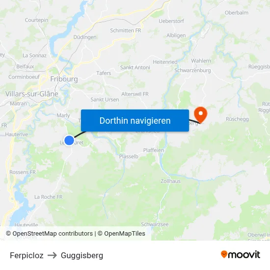 Ferpicloz to Guggisberg map