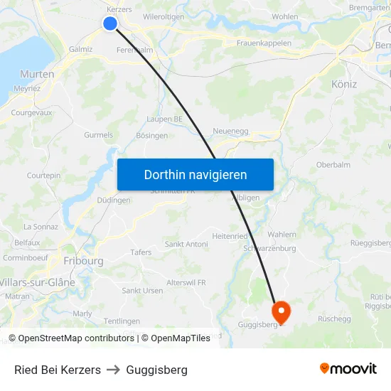 Ried Bei Kerzers to Guggisberg map