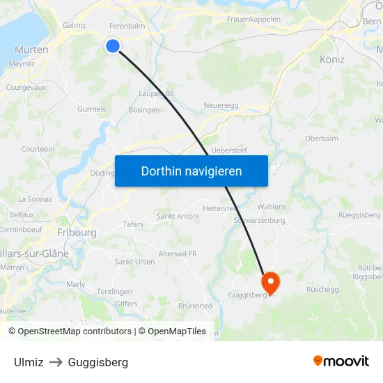 Ulmiz to Guggisberg map