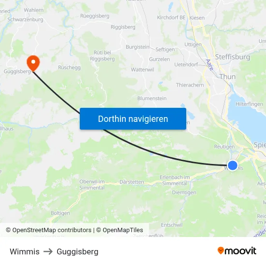 Wimmis to Guggisberg map