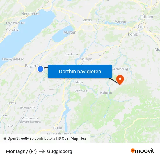 Montagny (Fr) to Guggisberg map
