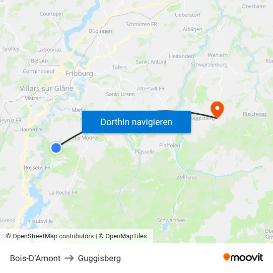 Bois-D’Amont to Guggisberg map