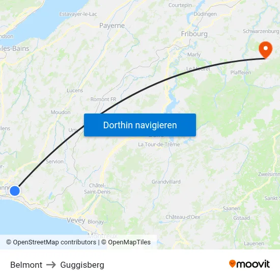 Belmont to Guggisberg map