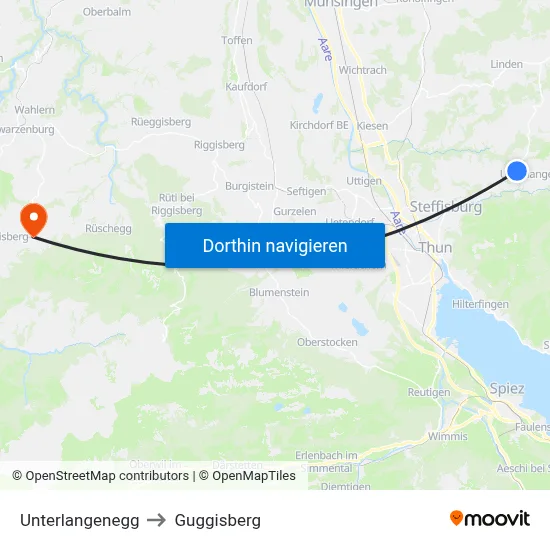 Unterlangenegg to Guggisberg map