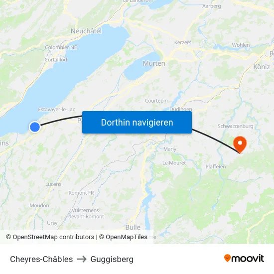 Cheyres-Châbles to Guggisberg map