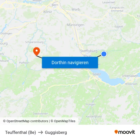 Teuffenthal (Be) to Guggisberg map