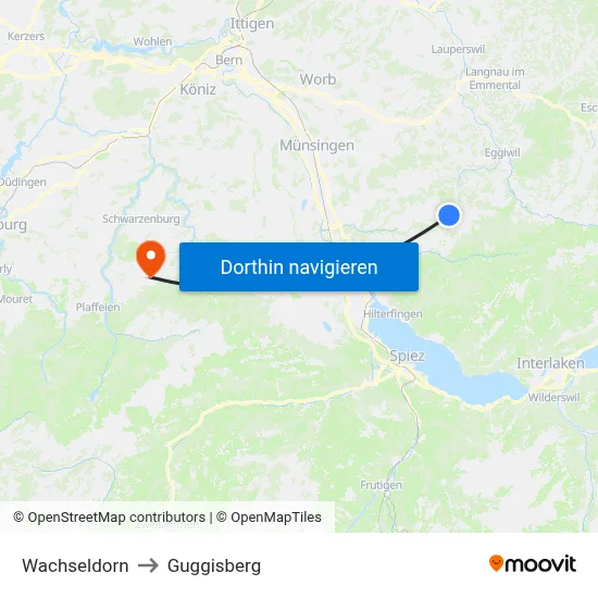 Wachseldorn to Guggisberg map