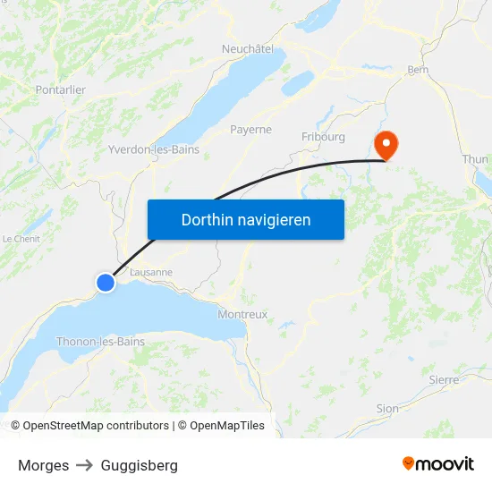 Morges to Guggisberg map
