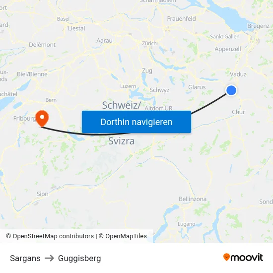 Sargans to Guggisberg map