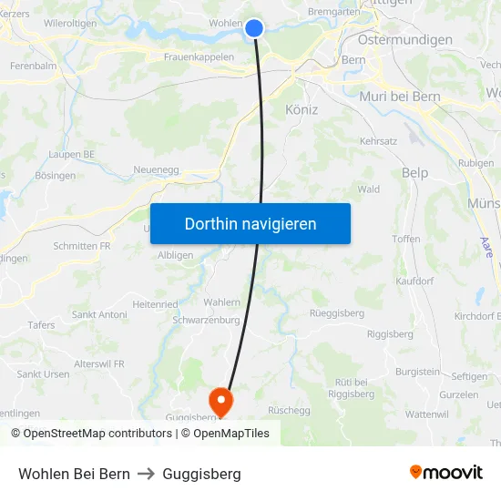 Wohlen Bei Bern to Guggisberg map