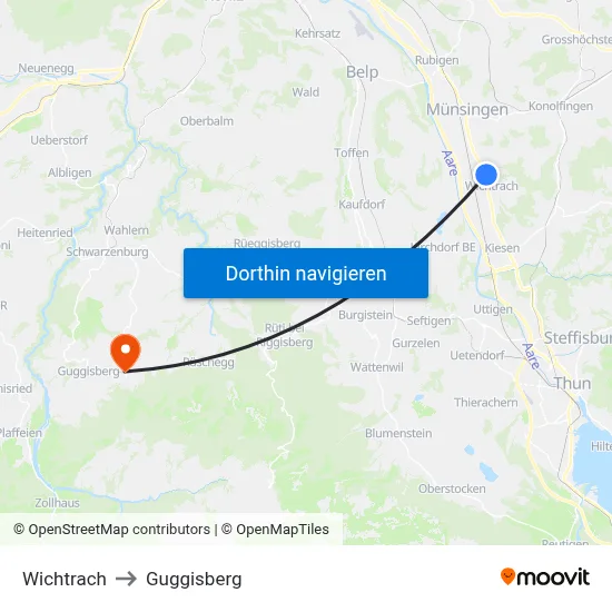 Wichtrach to Guggisberg map