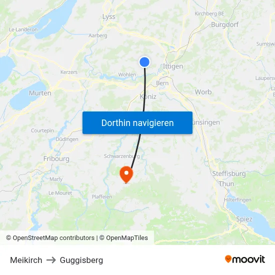 Meikirch to Guggisberg map