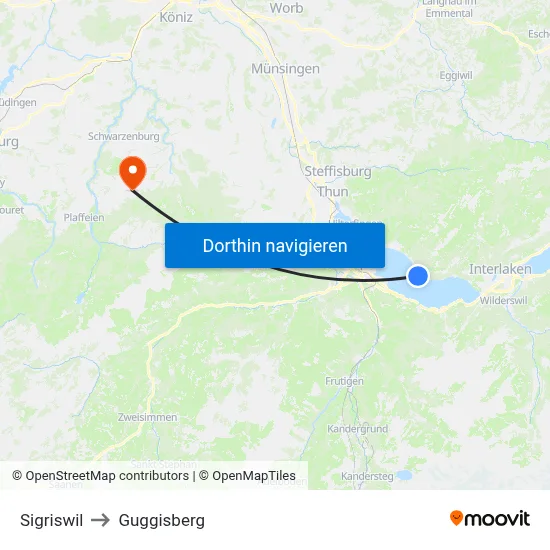 Sigriswil to Guggisberg map
