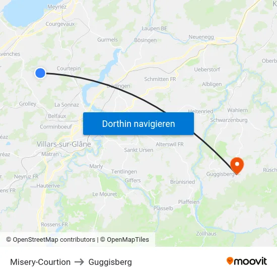 Misery-Courtion to Guggisberg map
