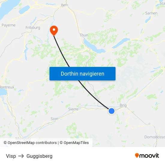 Visp to Guggisberg map
