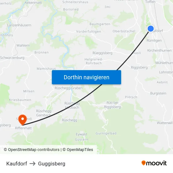Kaufdorf to Guggisberg map