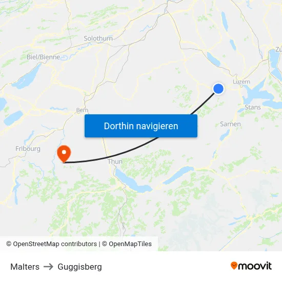 Malters to Guggisberg map