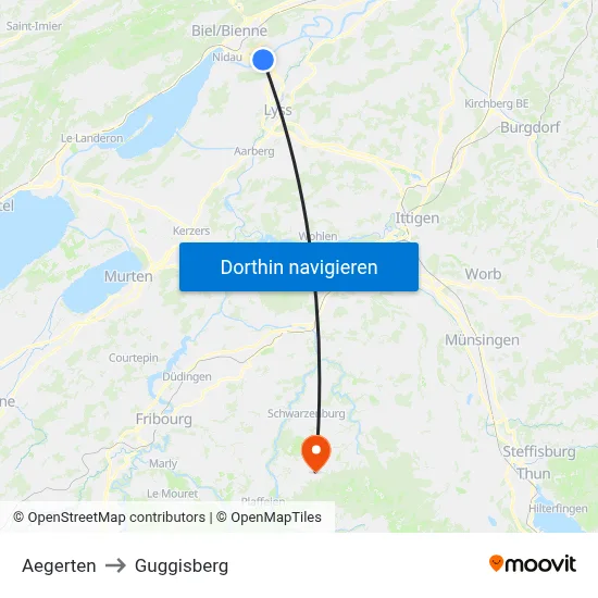 Aegerten to Guggisberg map