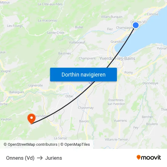 Onnens (Vd) to Juriens map