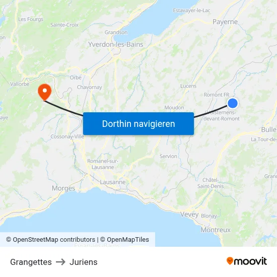 Grangettes to Juriens map