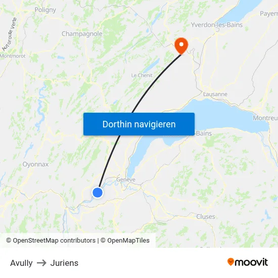 Avully to Juriens map