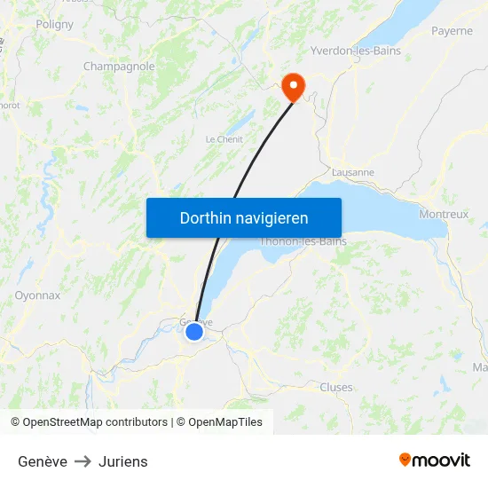 Genève to Juriens map