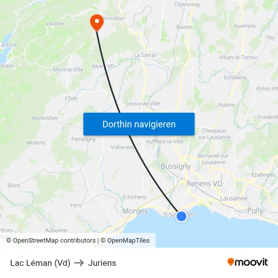 Lac Léman (Vd) to Juriens map