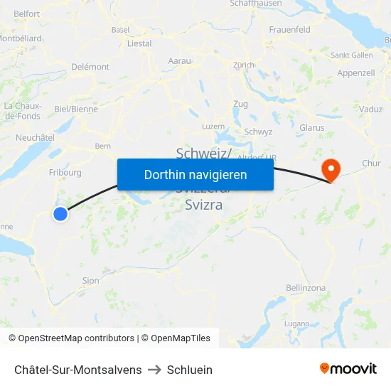 Châtel-Sur-Montsalvens to Schluein map