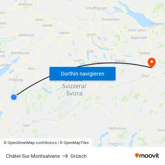 Châtel-Sur-Montsalvens to Grüsch map