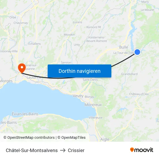 Châtel-Sur-Montsalvens to Crissier map