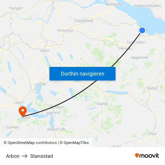 Arbon to Stansstad map