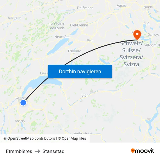 Étrembières to Stansstad map