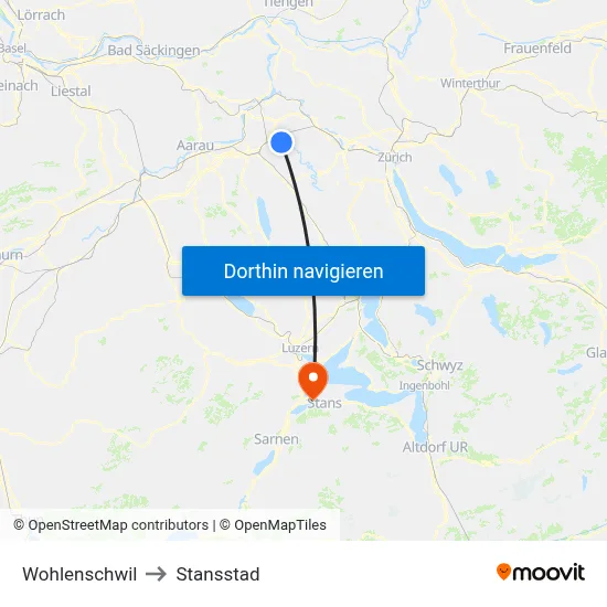 Wohlenschwil to Stansstad map