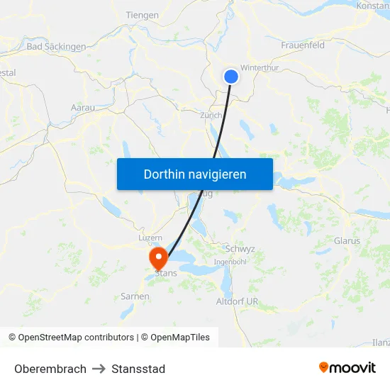 Oberembrach to Stansstad map