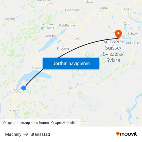 Machilly to Stansstad map