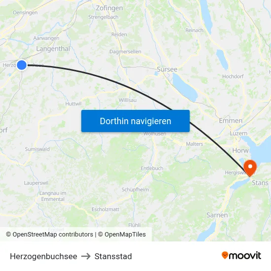 Herzogenbuchsee to Stansstad map
