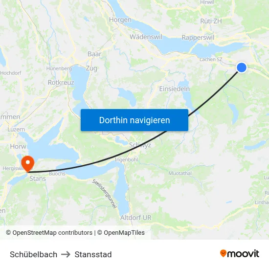 Schübelbach to Stansstad map