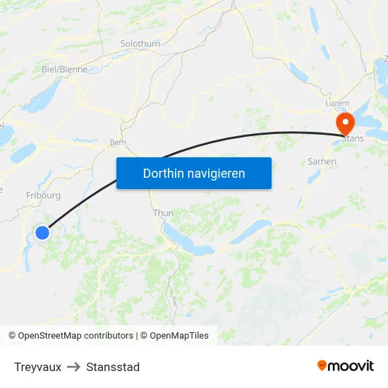 Treyvaux to Stansstad map