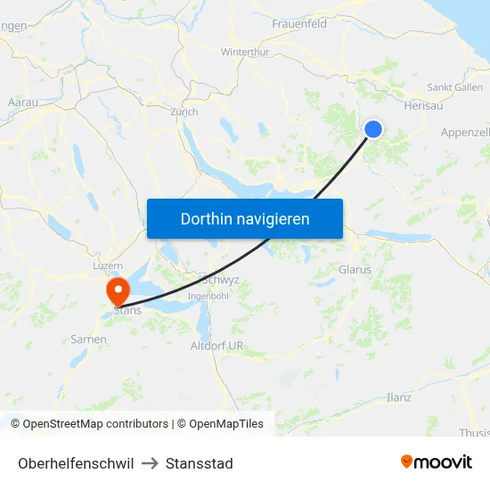 Oberhelfenschwil to Stansstad map