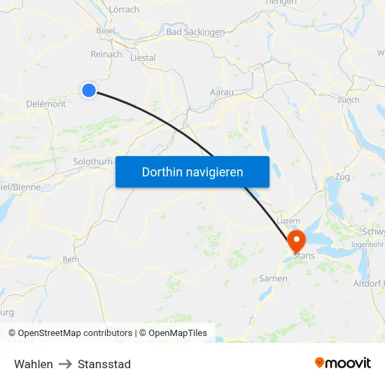 Wahlen to Stansstad map