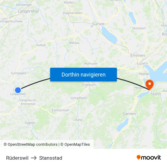 Rüderswil to Stansstad map