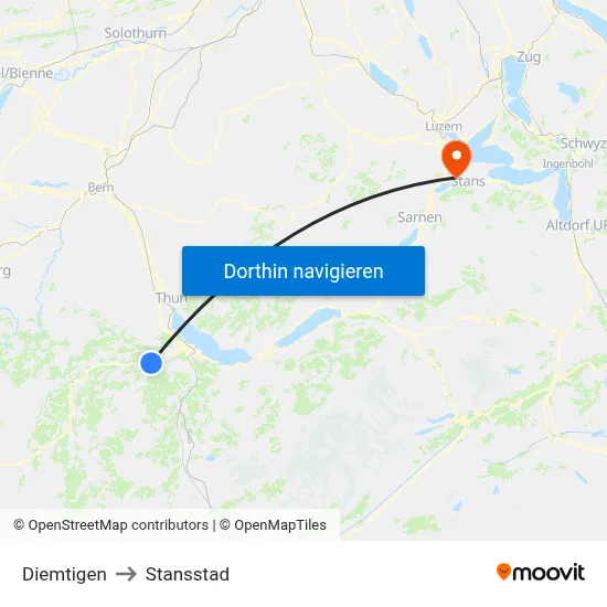 Diemtigen to Stansstad map