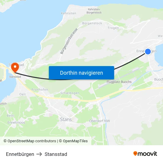 Ennetbürgen to Stansstad map