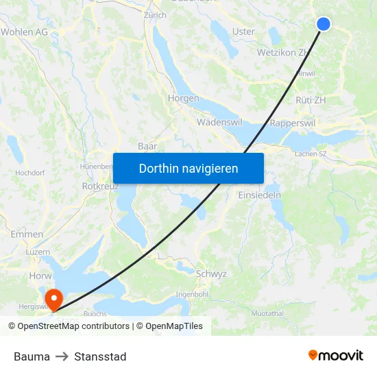 Bauma to Stansstad map